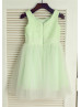 Green Sequin Tulle Flower Girl Dress
